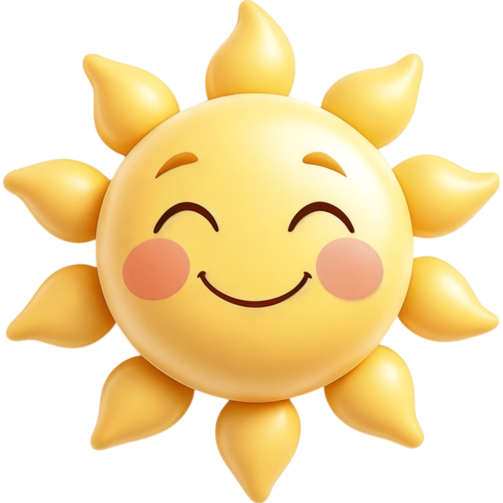 Smiling Yellow Sun with Simple Features png