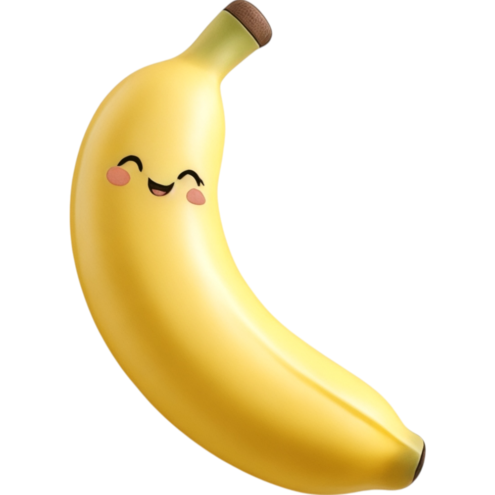 Yellow Banana with Happy Face png