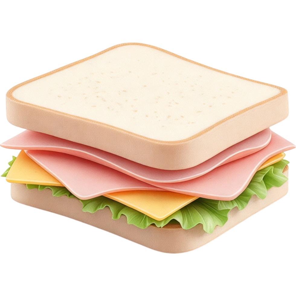Ham and Cheese Sandwich on White Bread png