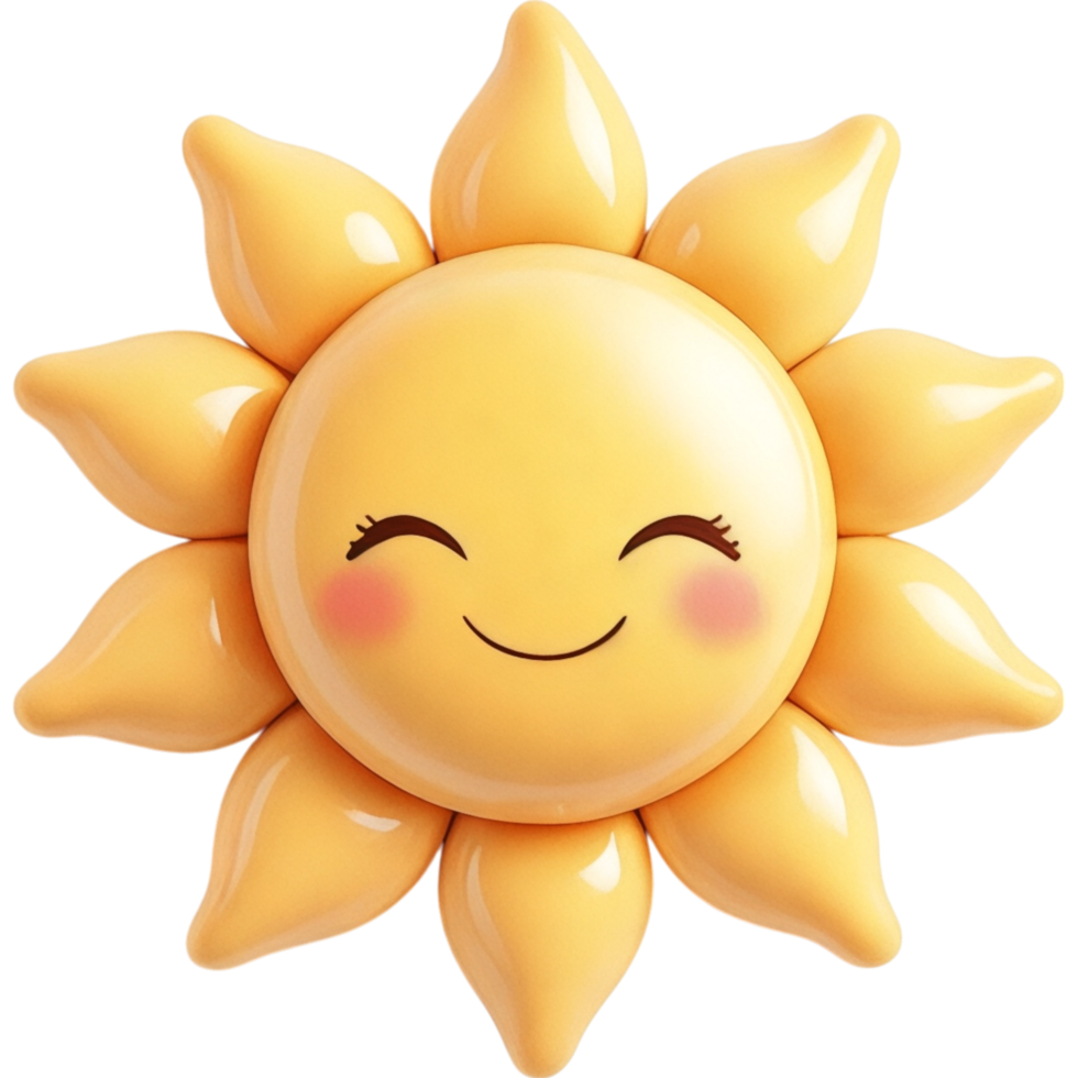 Smiling Yellow Sun with Simple Features and Rays png