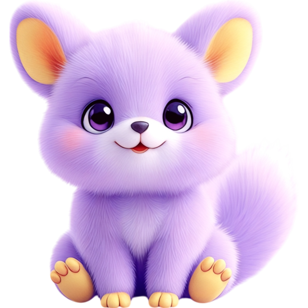 Purple Furry Creature Sitting Down png