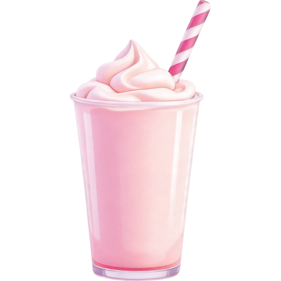 Pink Milkshake with Whipped Cream png