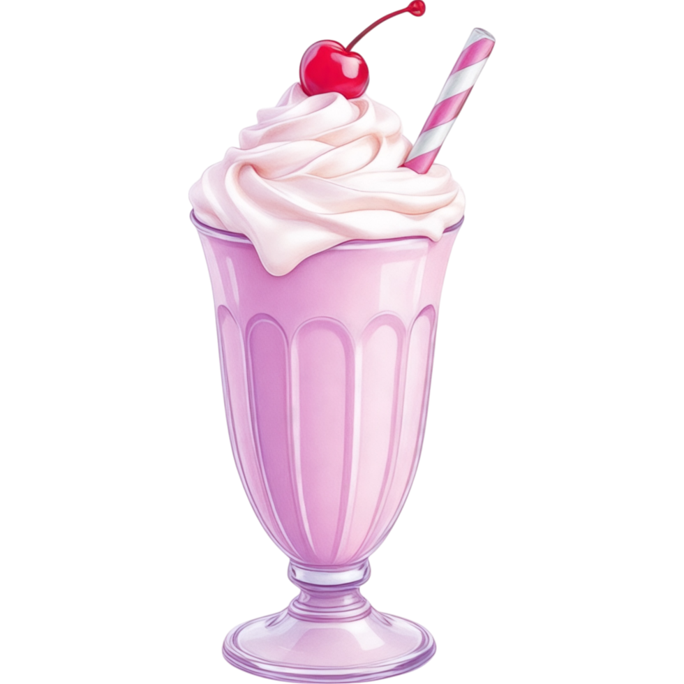 Pink Milkshake with Straw png