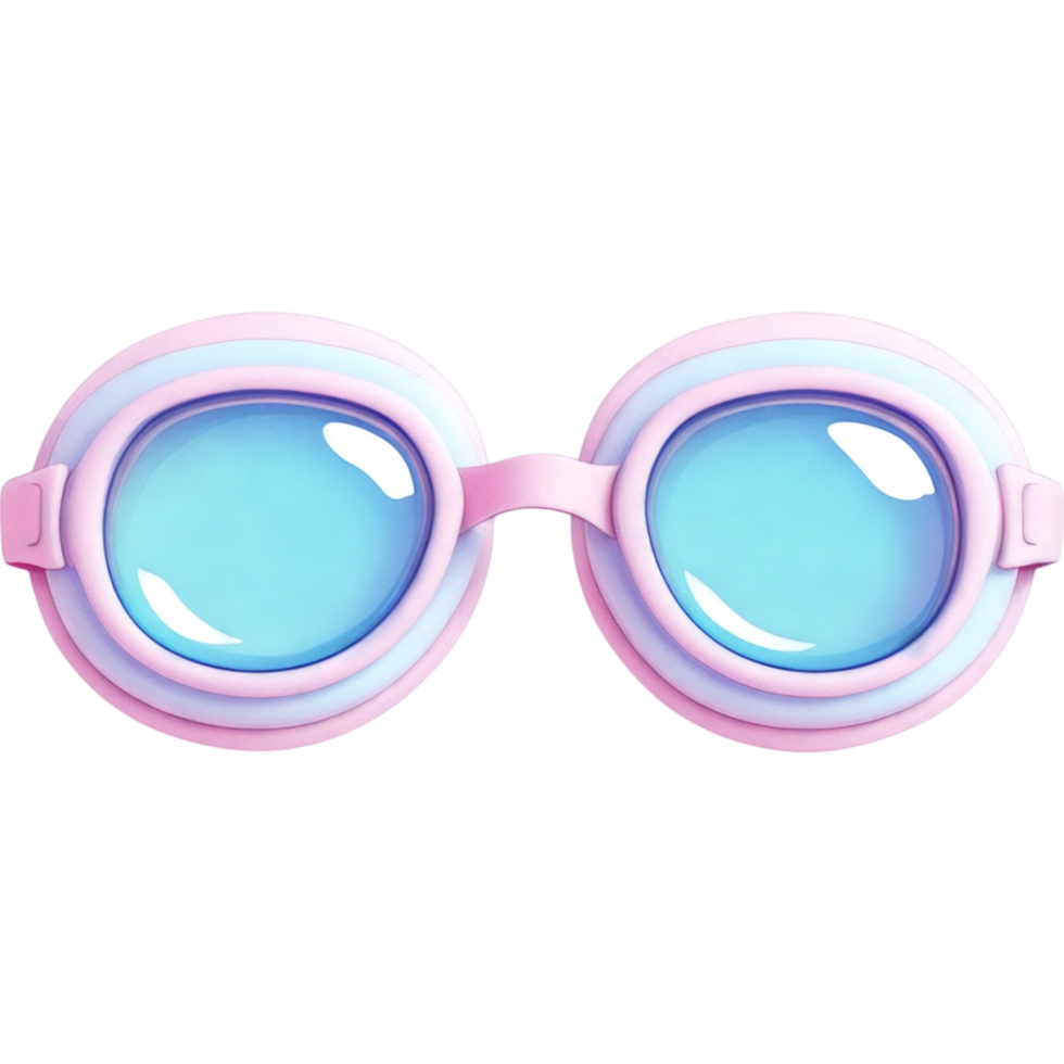 Pastel Pink Swimming Goggles with Clear Lenses png