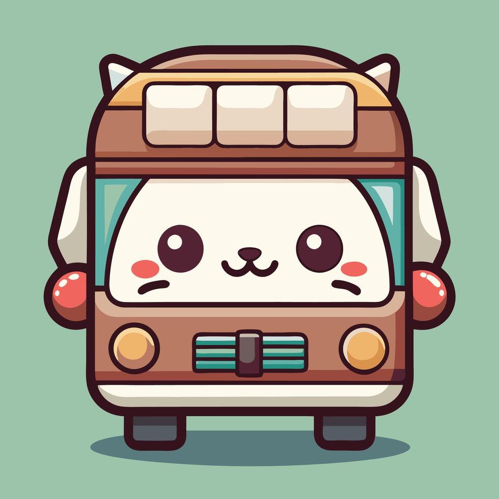 a cartoon bus with a cat face on it on a white background vector