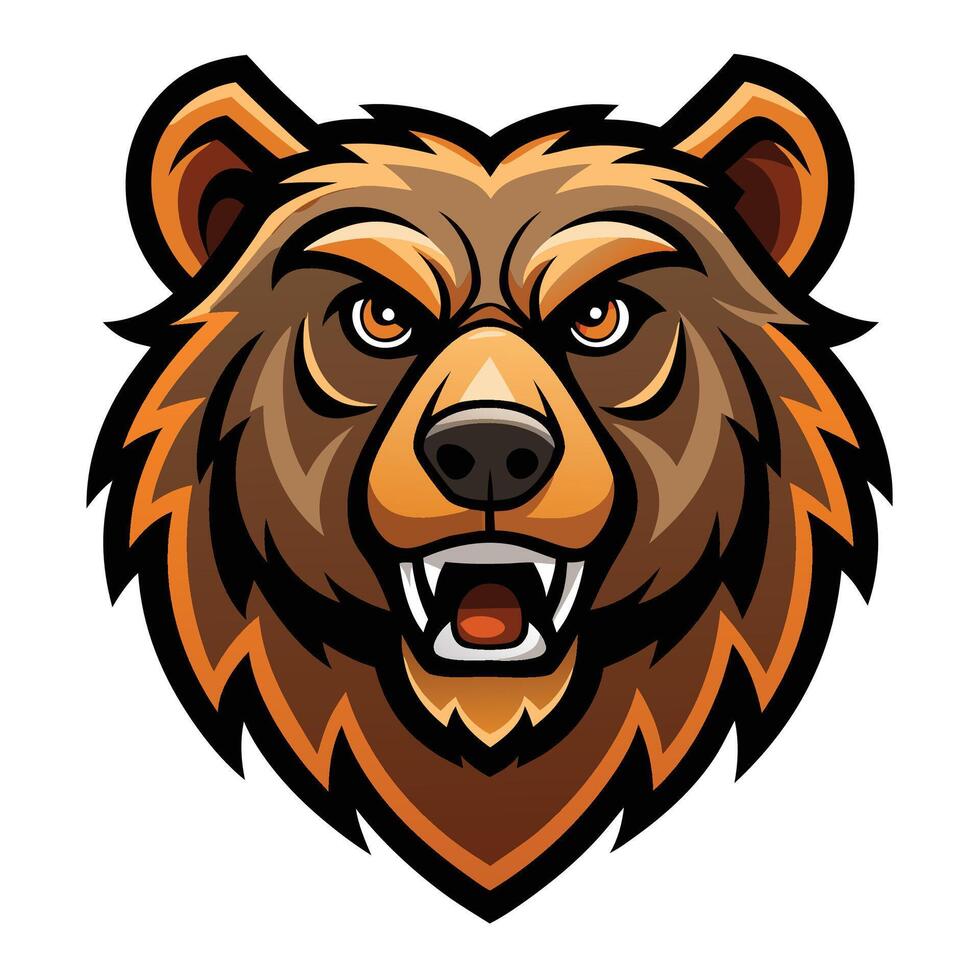 the head of a bear is shown in a on a white backgroundcartoon style on a white background vector