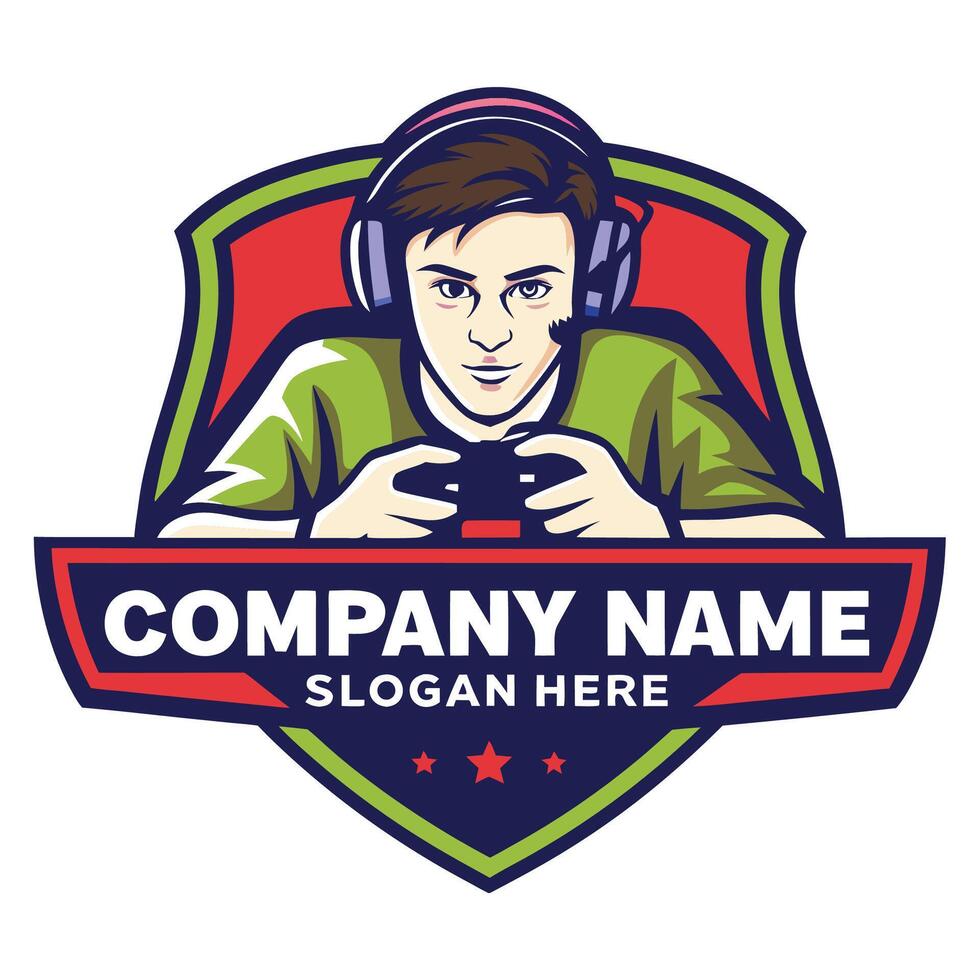 a gamer playing games on a controller on a white background vector