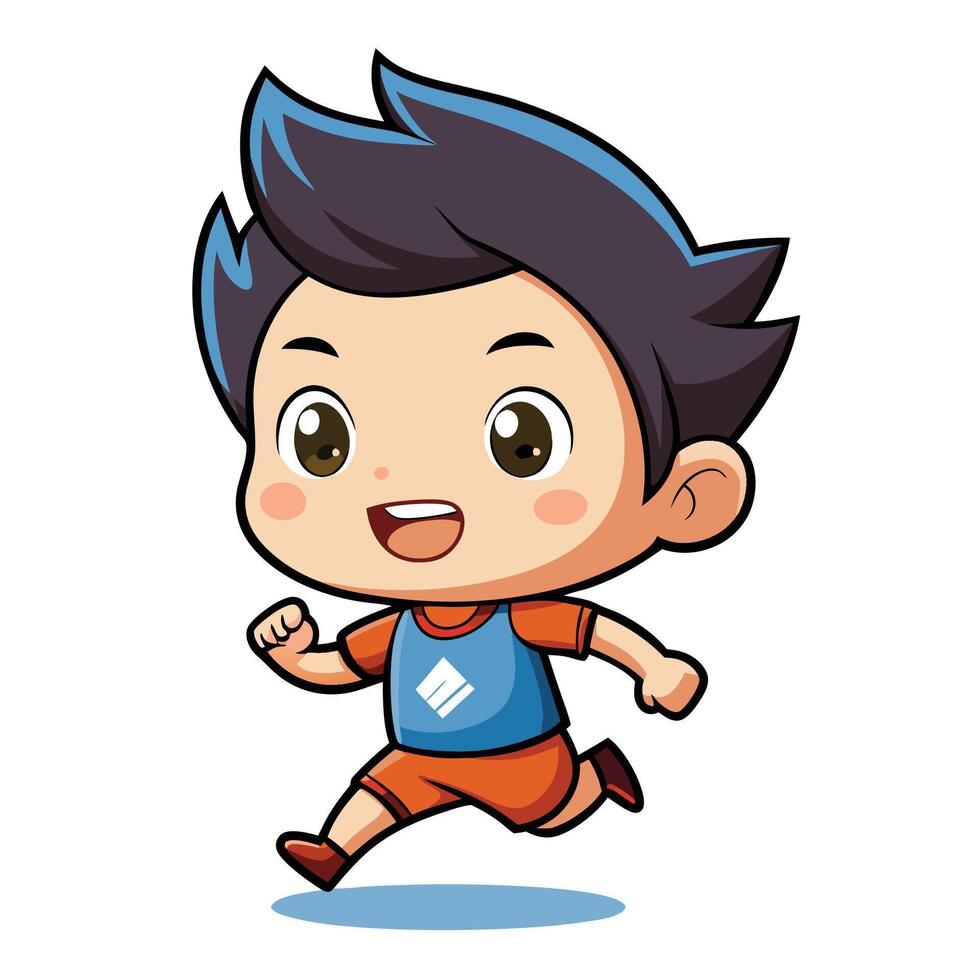 cartoon boy running illustration character vector