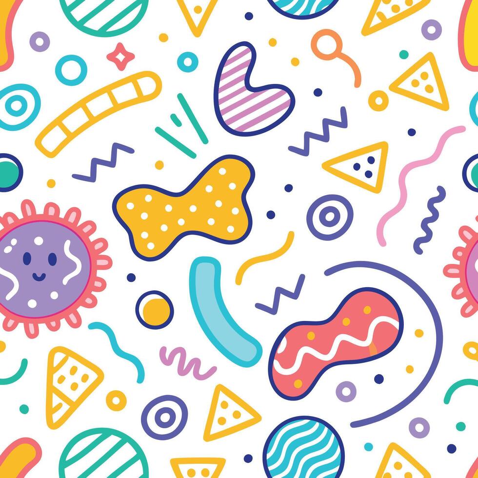 a colorful pattern with various objects vector