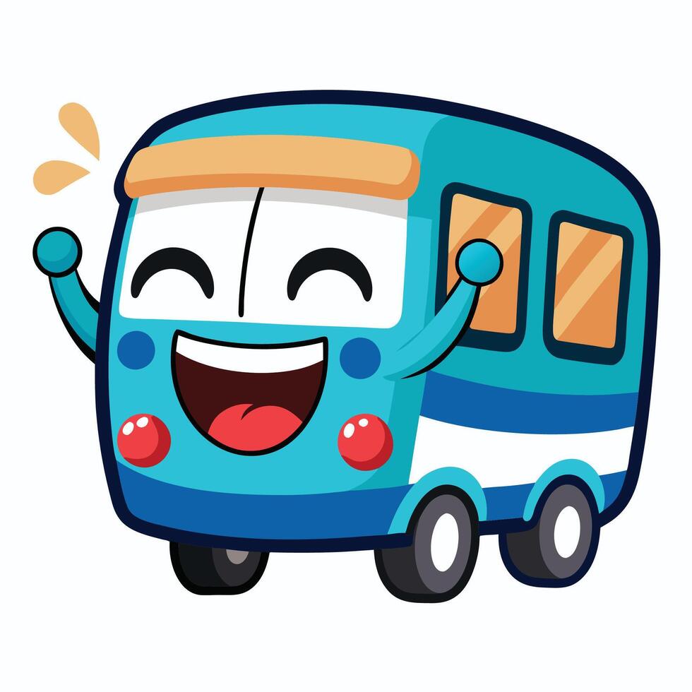 a cartoon bus with a happy face and a smile vector