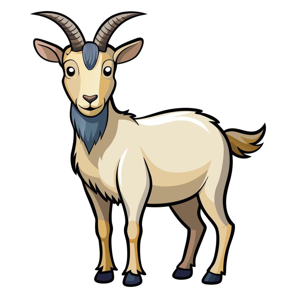 cute goat cartoon illustration on a white background vector