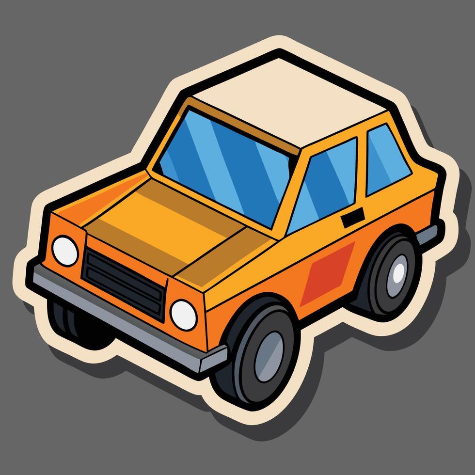 a cartoon car on a gray background vector