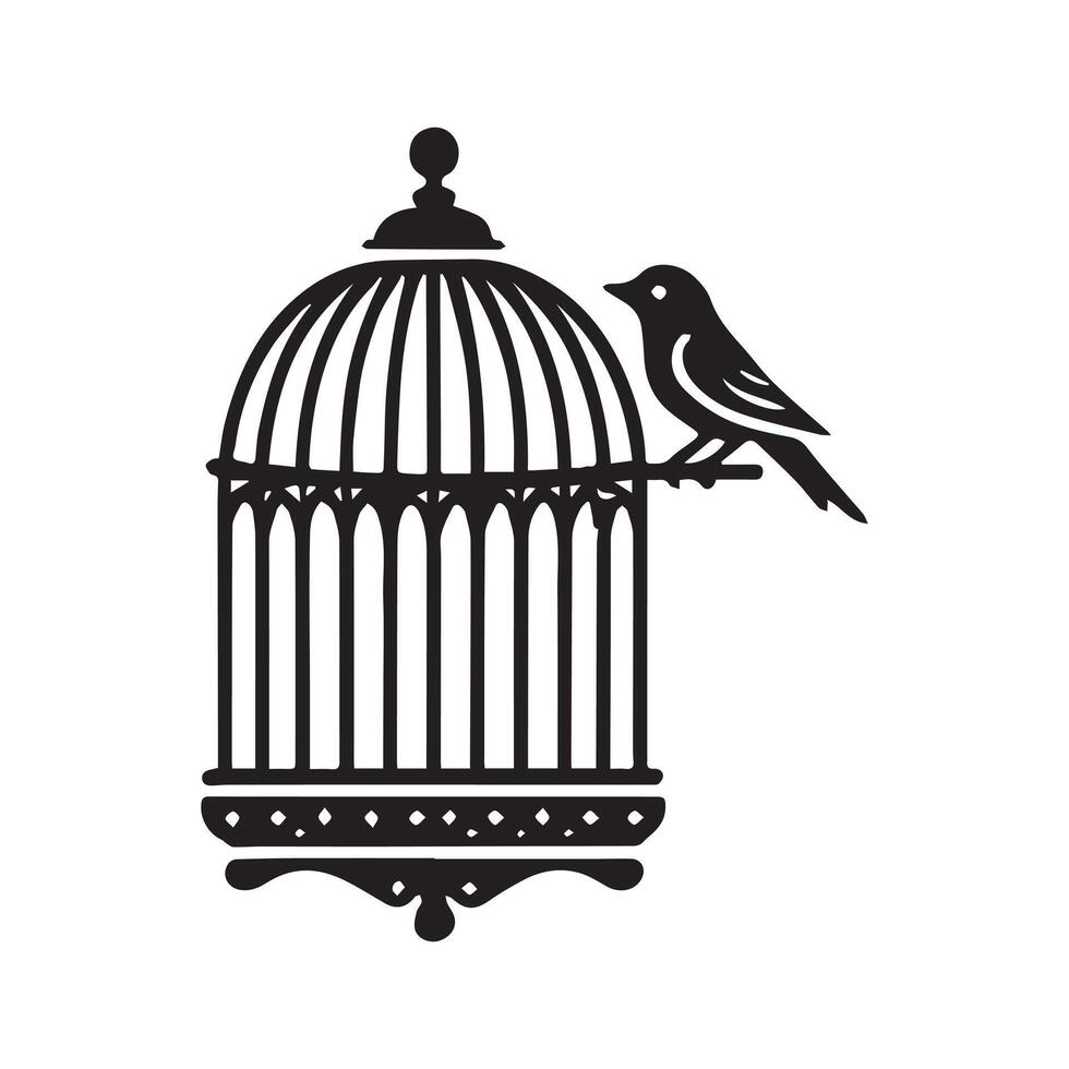 bird in cage illustration. vector