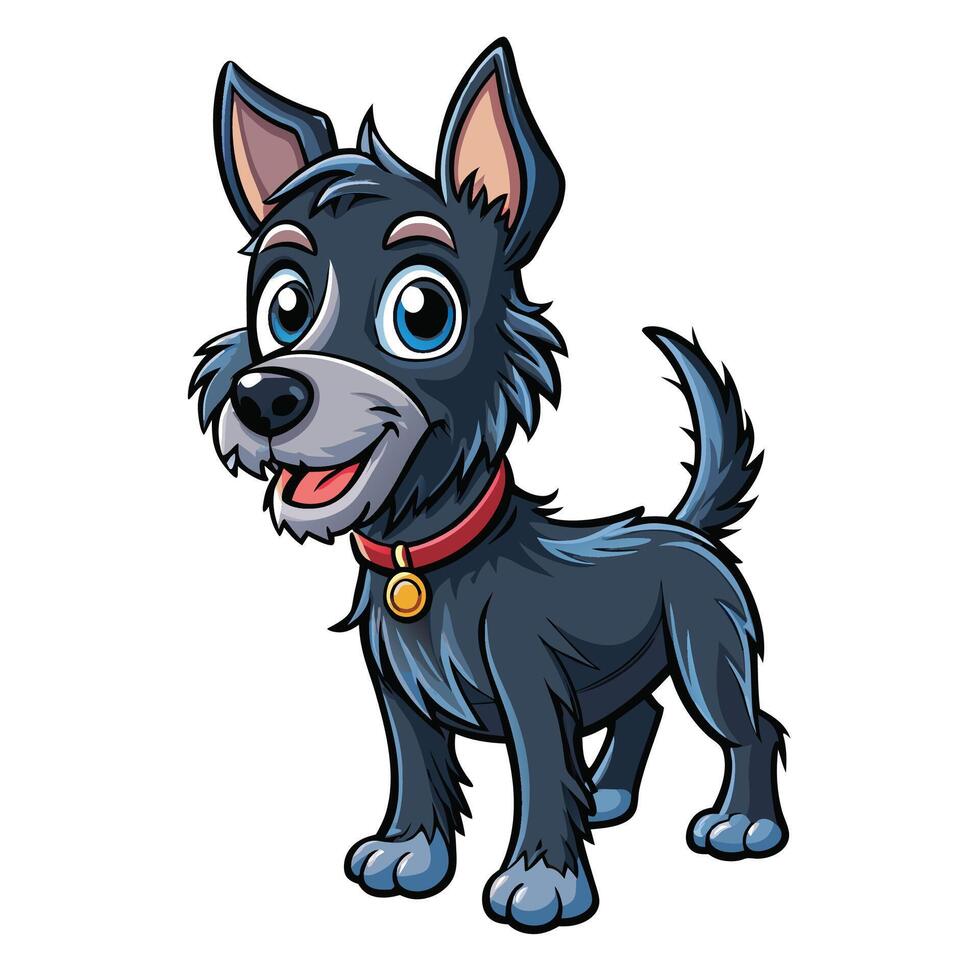 cartoon dog with blue eyes and red collar vector
