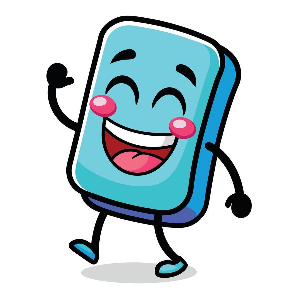 a cartoon blue ice cube character vector