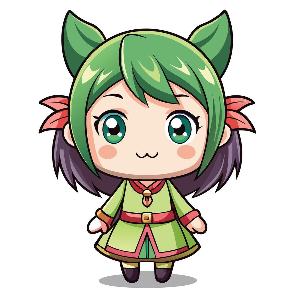 a cartoon character with green and green eyes vector