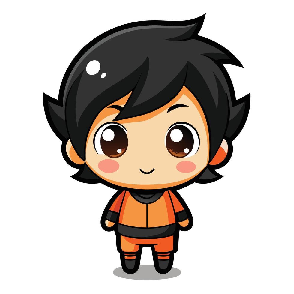 a cartoon character with black hair and an on a white background vector