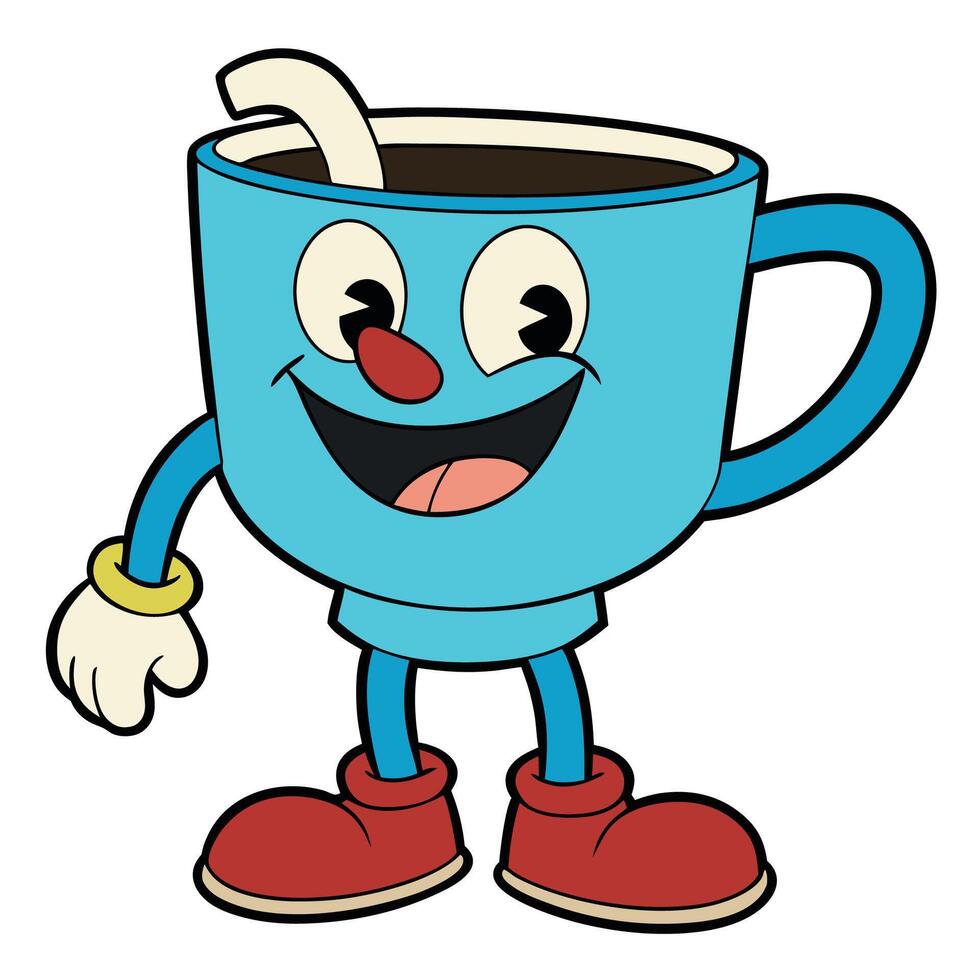 a cartoon character holding a cup of coffee on a white background vector