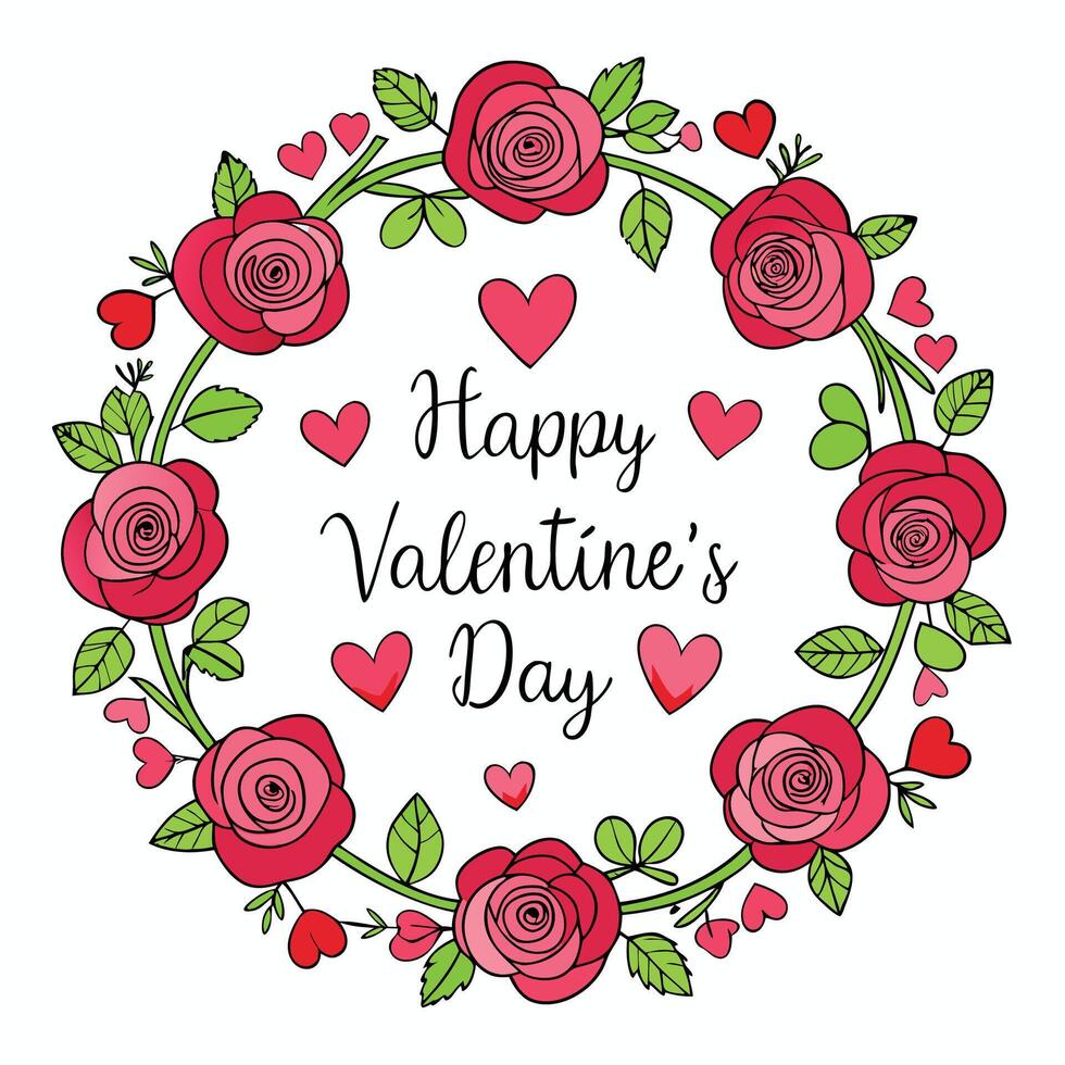 valentine's day card with roses illustration vector