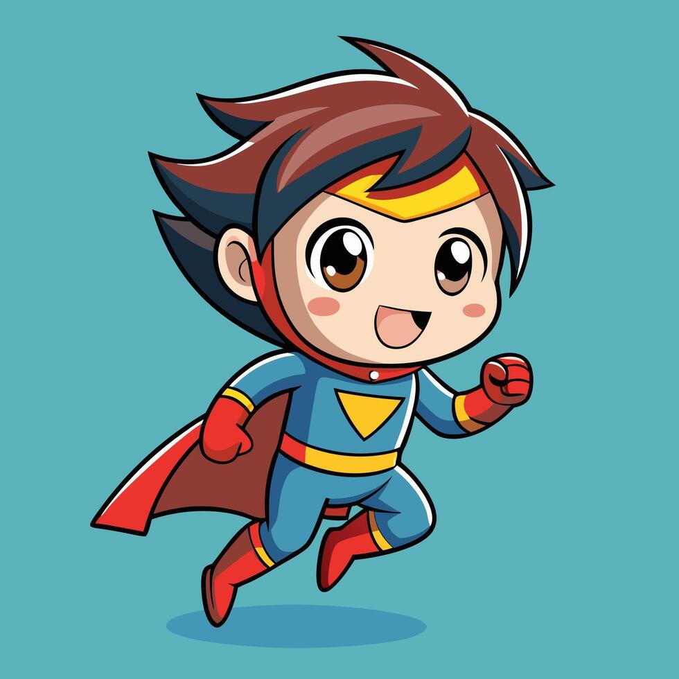 cartoon superhero boy running, on a white backgroundillustration vector