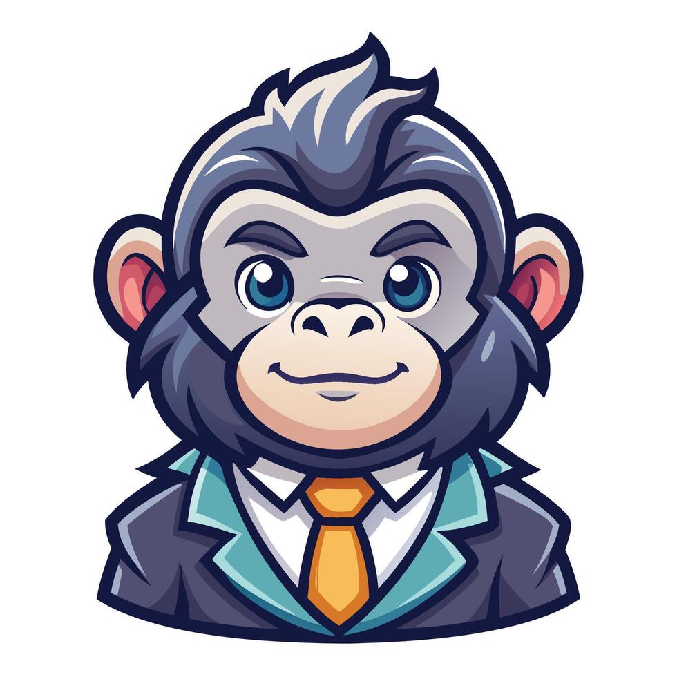monkey in suit and tie, cartoon character vector