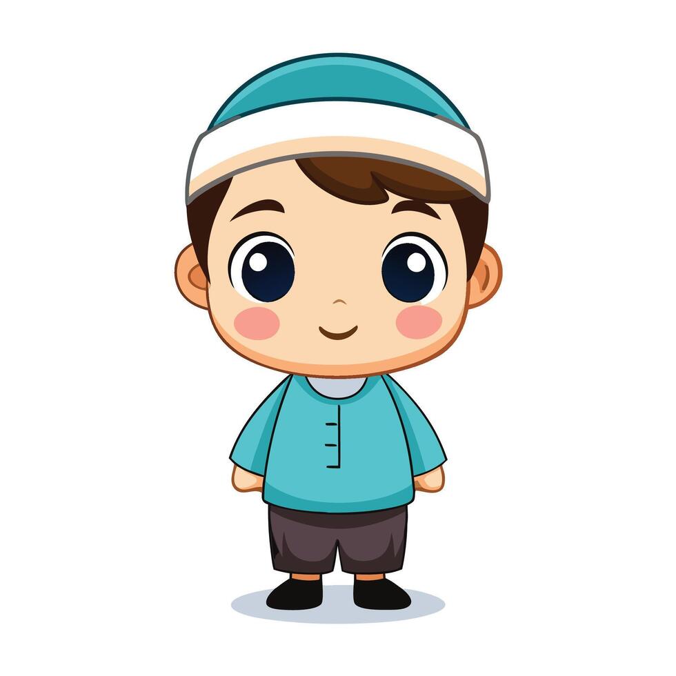 a cartoon boy wearing a turban and blue shirt on a white background vector
