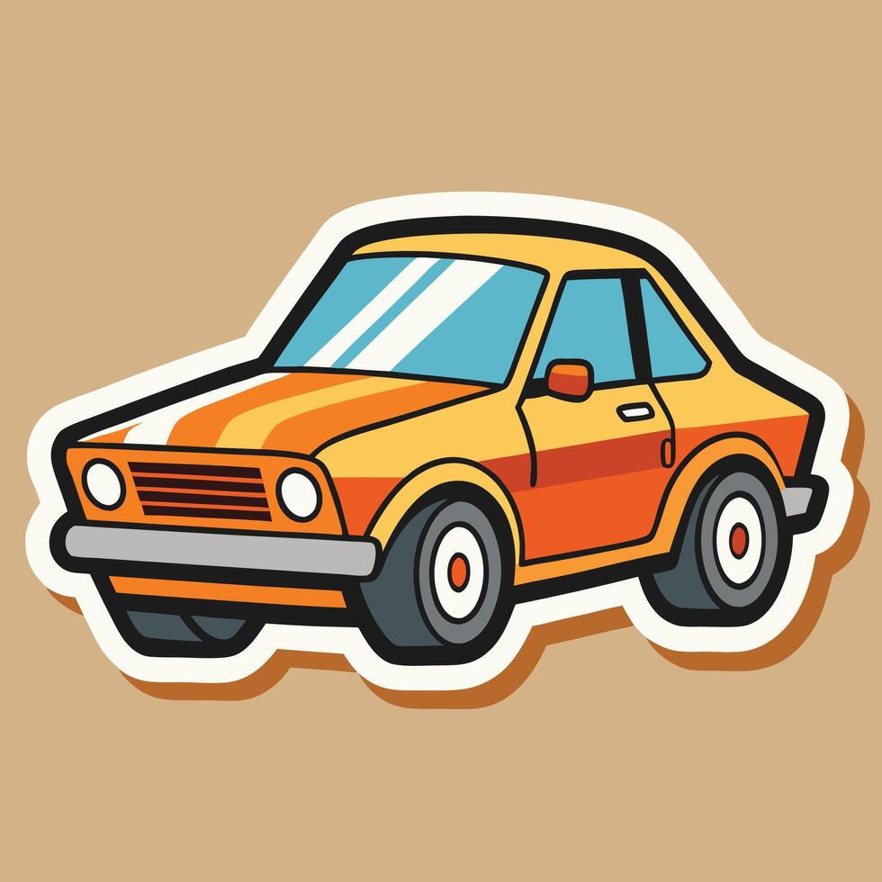 an orange car sticker on a brown background on a white background vector