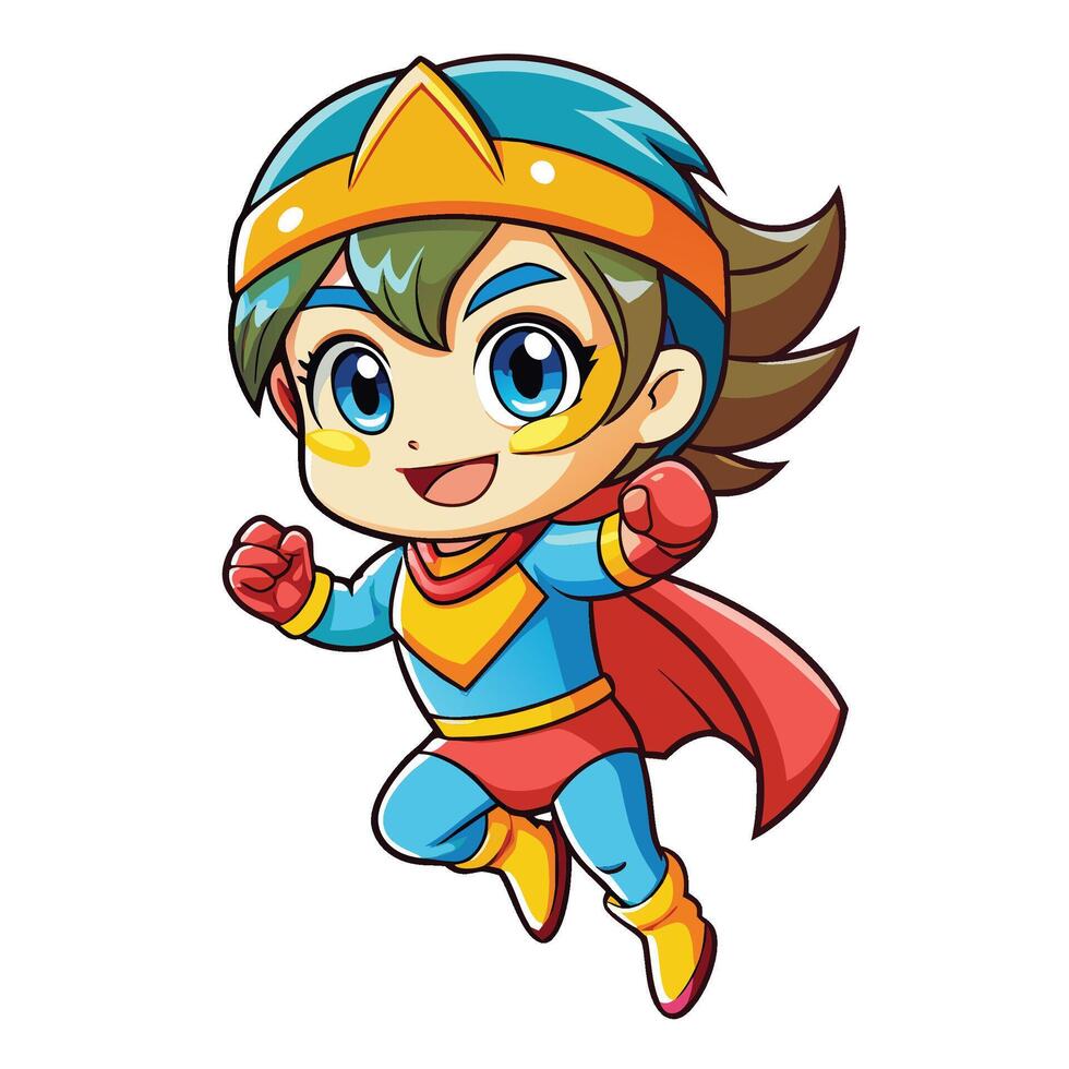 a cartoon girl in a superhero costume on a white background vector