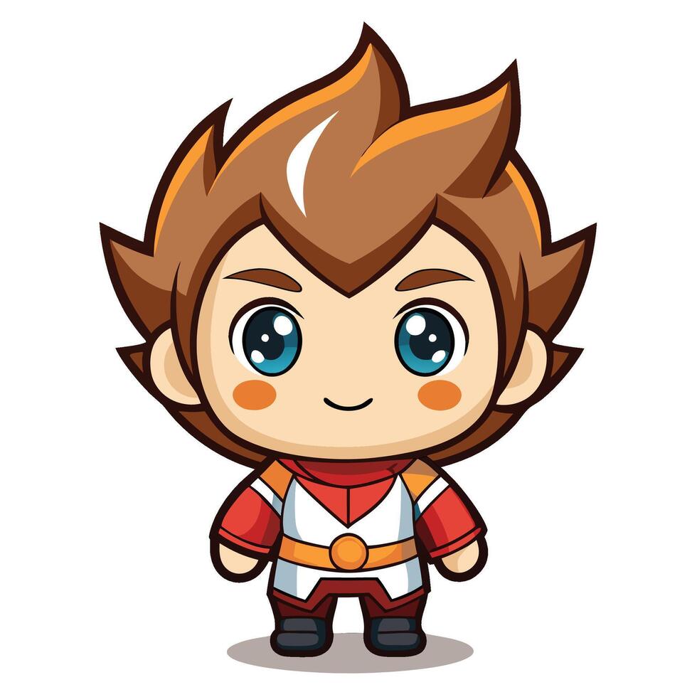 a cartoon character with brown hair and red eyes vector