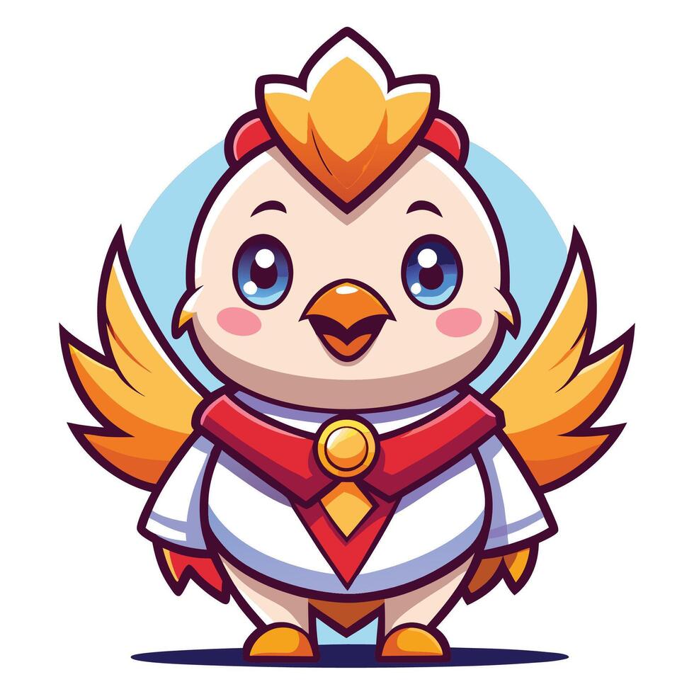chicken character with a red and white outfit vector
