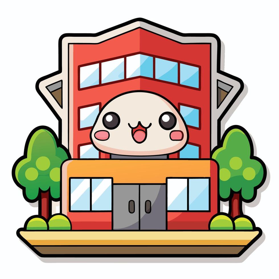 a cartoon character sitting on top of a building on a white background vector