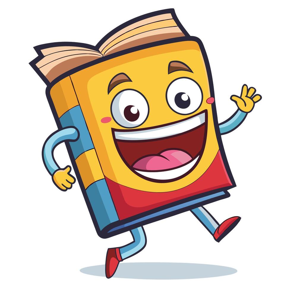 cartoon book running with arms up and legs spread vector