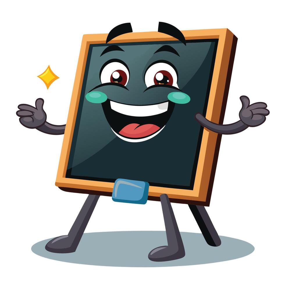 blackboard character with arms and legs holdin on a white backgroundg a thumbs up vector