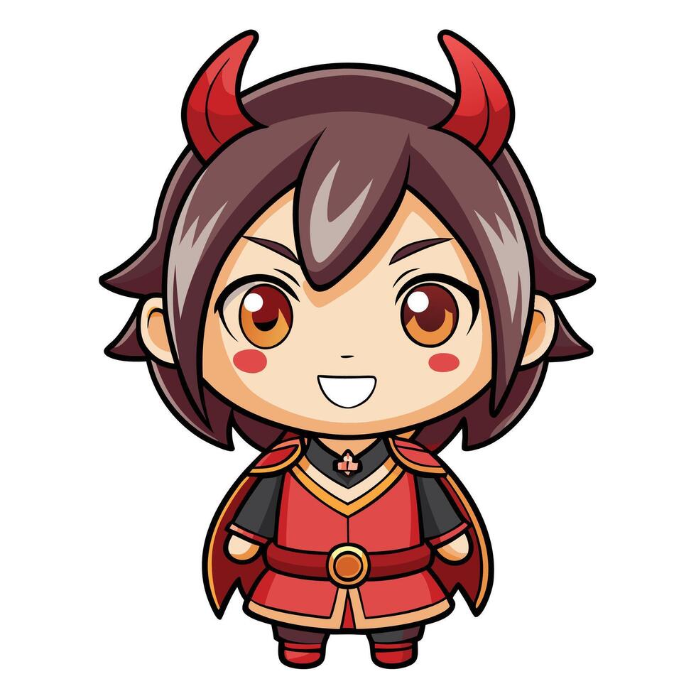 a cartoon character with horns and a red cape on a white background vector