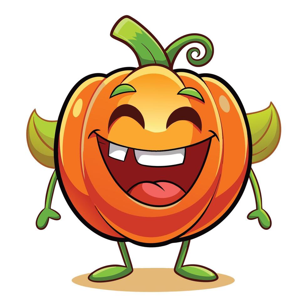 a cartoon pumpkin with wings and a smile on a white background vector