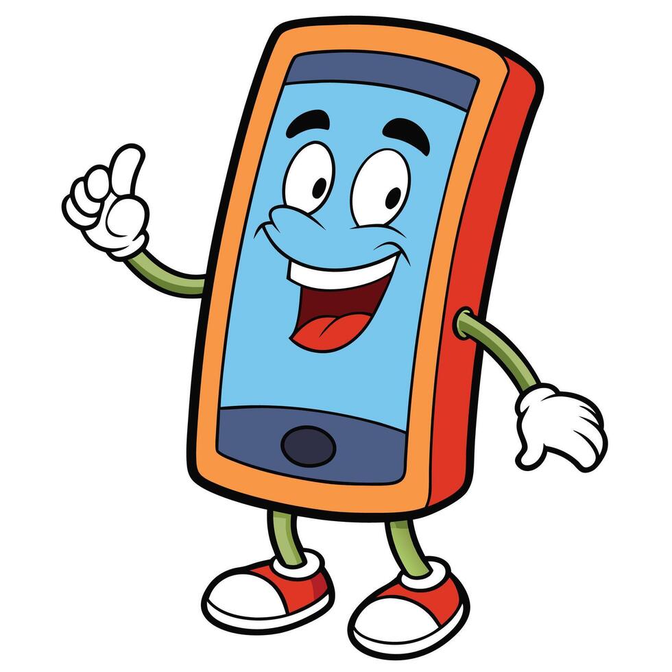 smartphone cartoon character showing a thumbs up on a white background vector