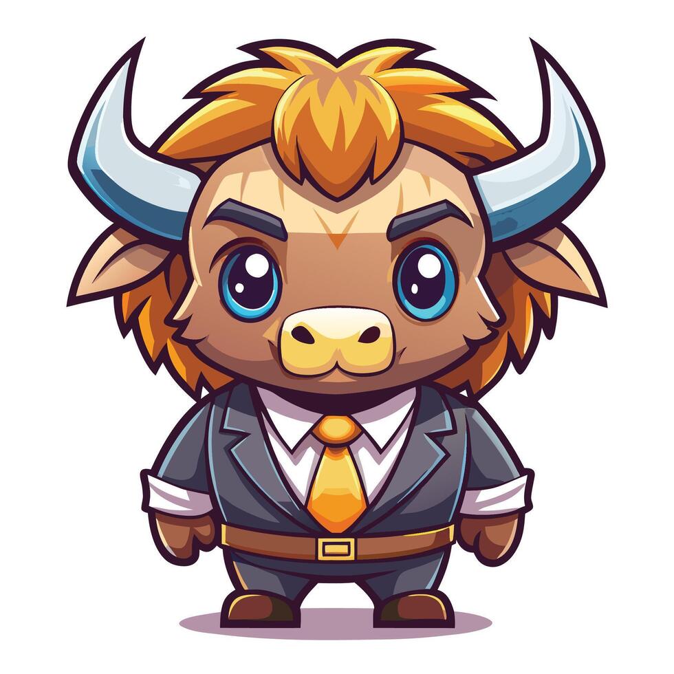 cartoon bull in business suit with horns and tie vector