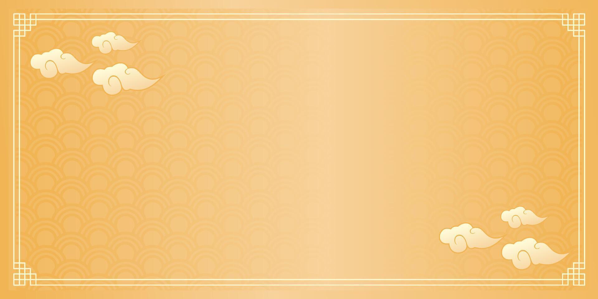 Japanese style illustration of golden clouds vector