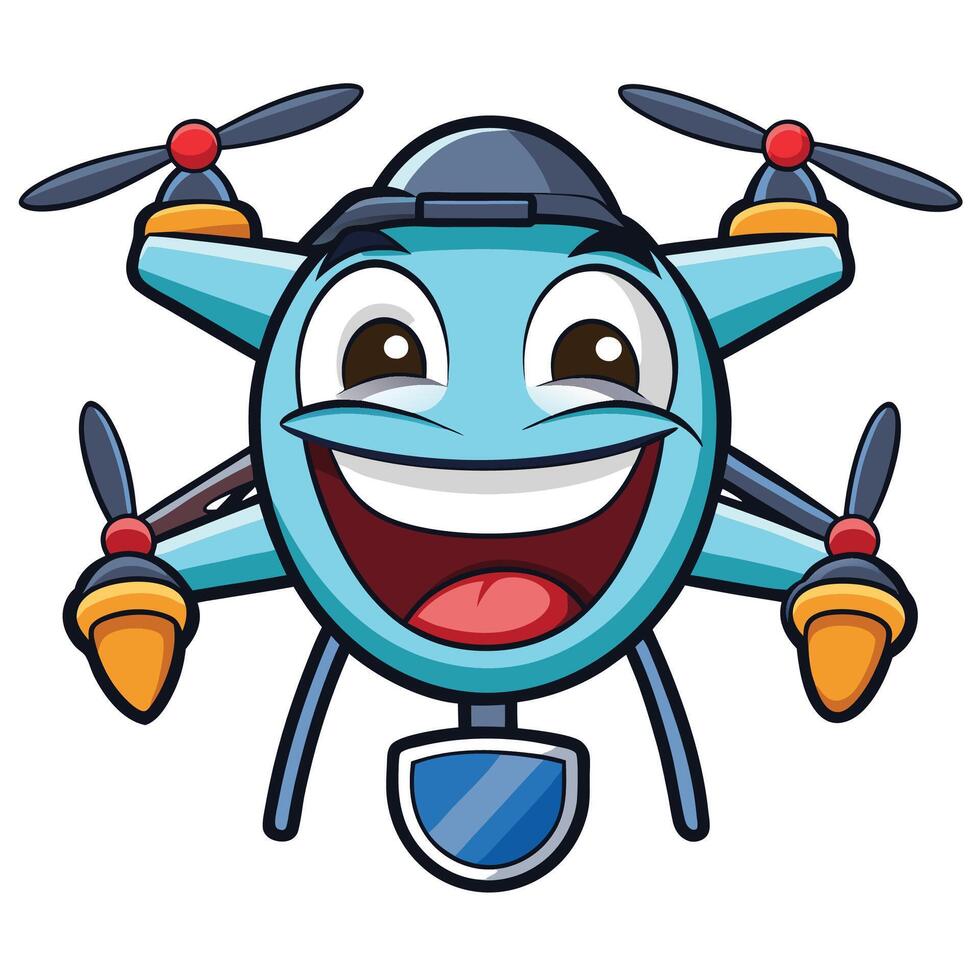 happy drone cartoon mascot illustration vector