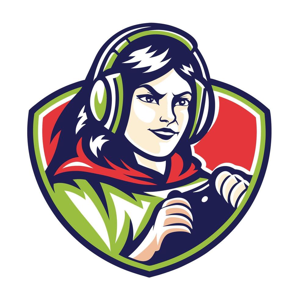 woman wearing on a white background headphones on a white background vector