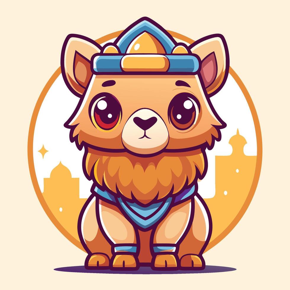a cartoon lama wearing a crown and hat vector