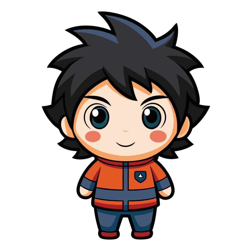a cartoon character with black hair and blue eyes vector