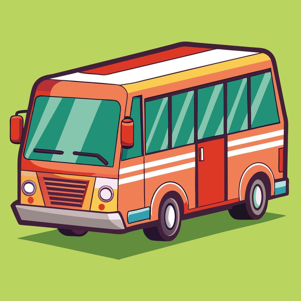 a cartoon bus on a green background on a white background vector