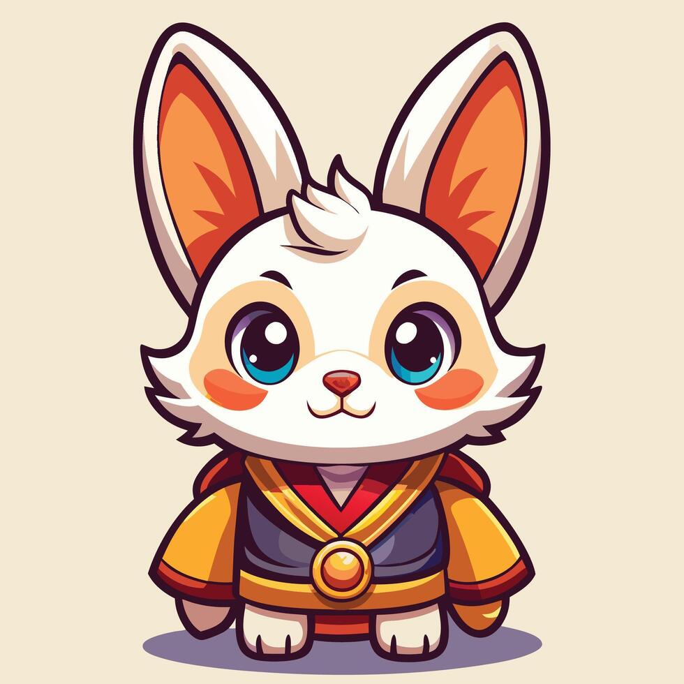 a cartoon rabbit in a kimono vector