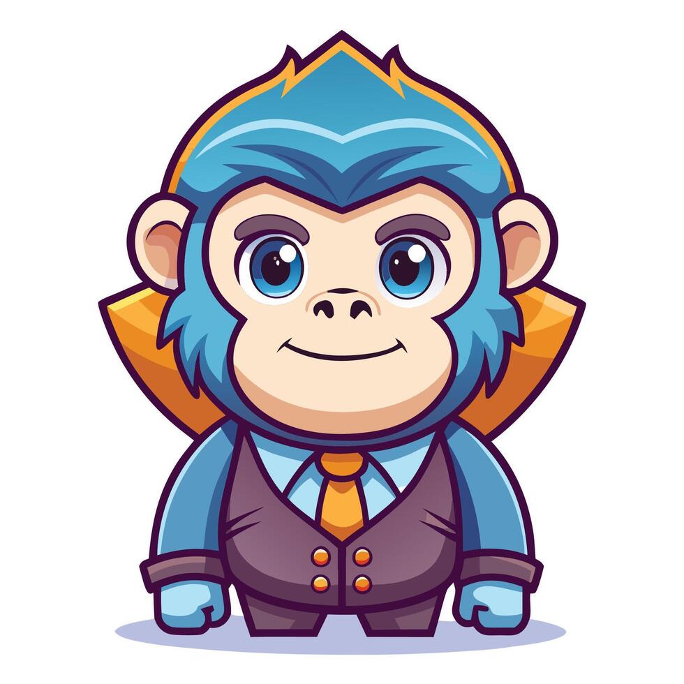 monkey in suit and tie illustration on a white background vector
