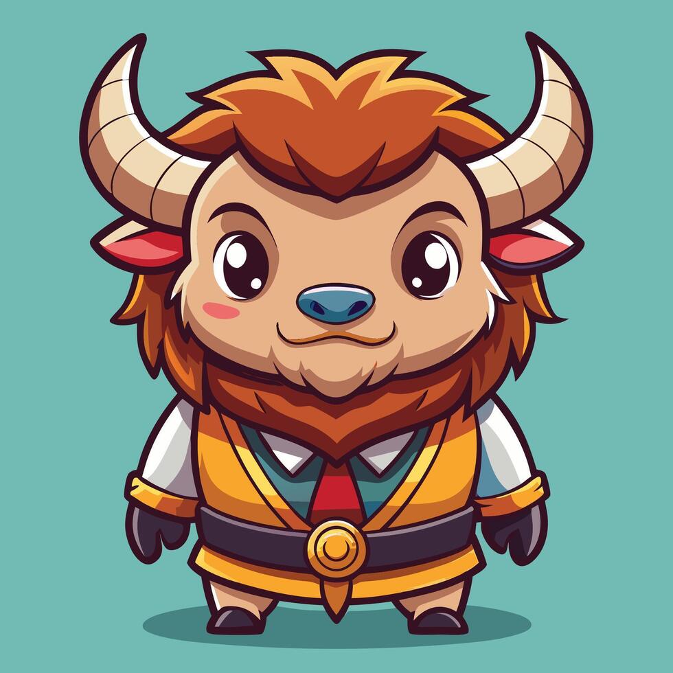 cartoon character of a bull with a bowtie and a tie vector