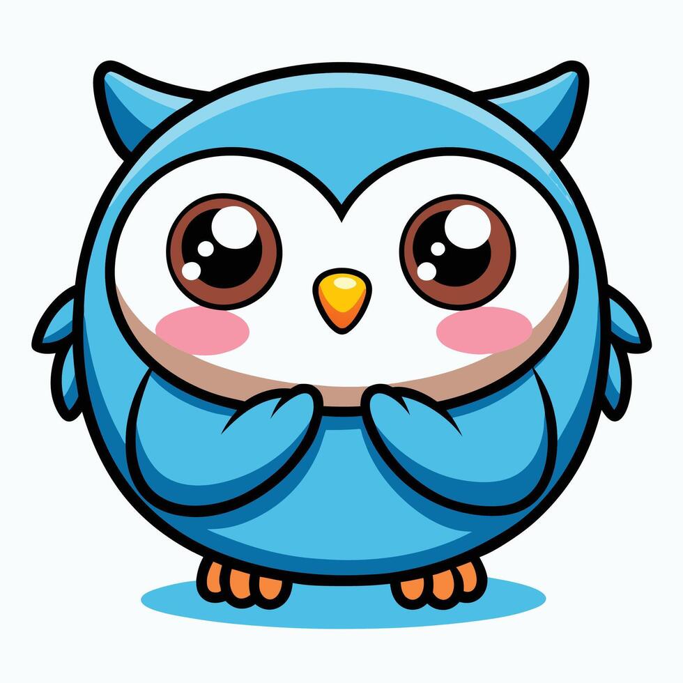 cartoon owl with big eyes and big nose vector