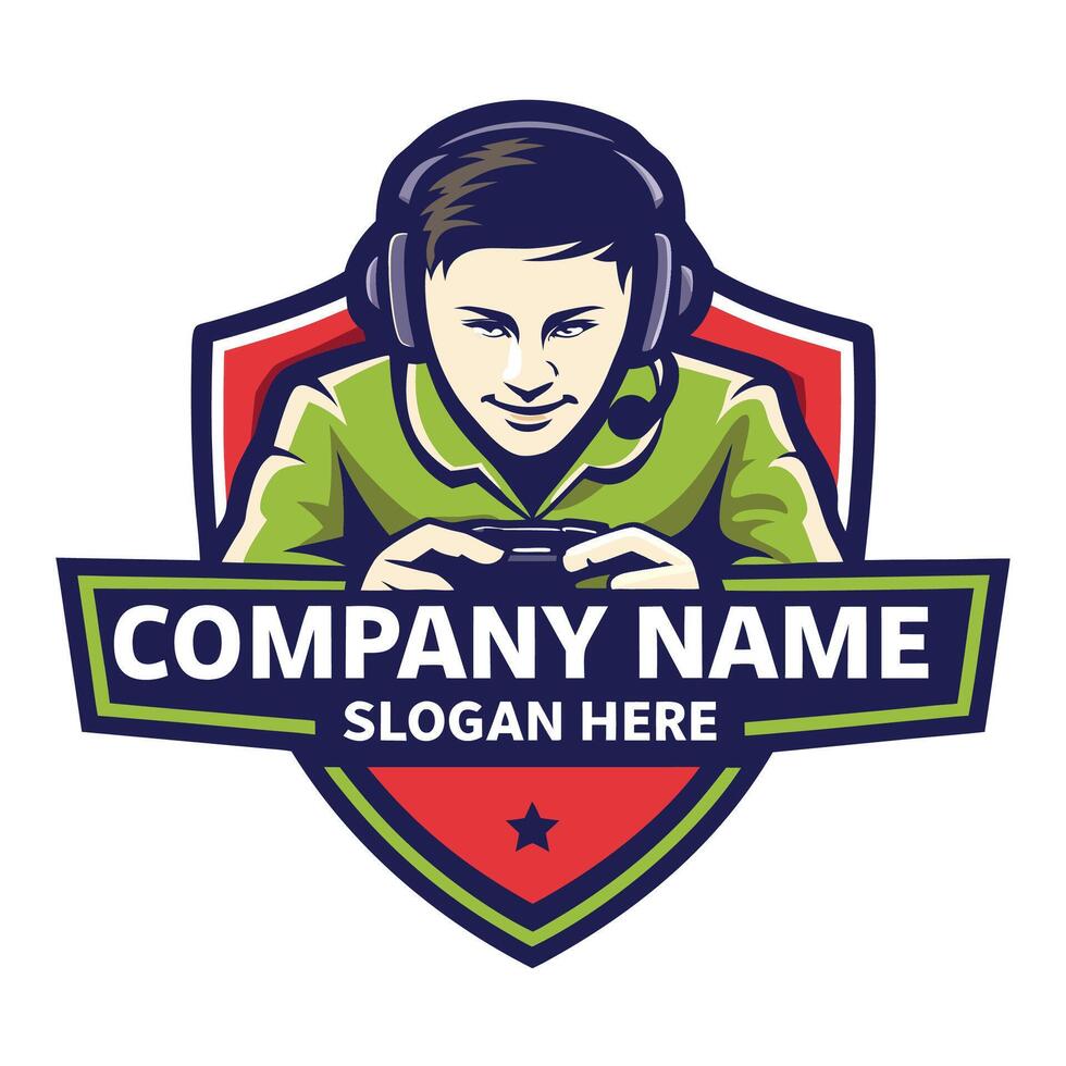 a gamer playing games on a computer on a white background vector