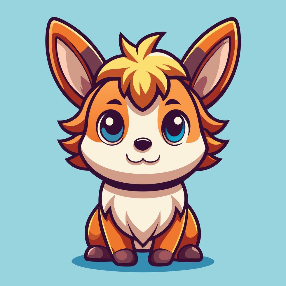 cartoon fox with big eyes and big ears vector