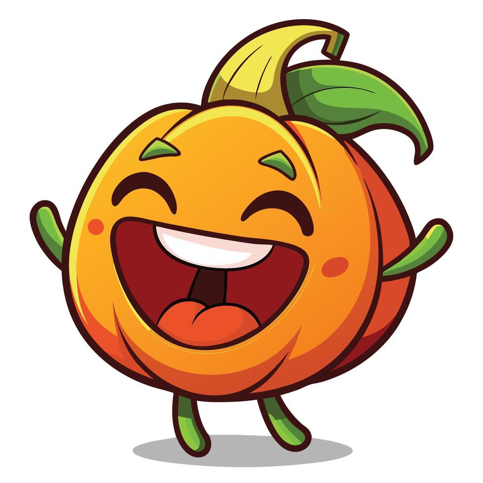 a cartoon pumpkin character with a smile on its face vector